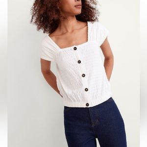 Madewell Crincle- knit Button Front White Size Large